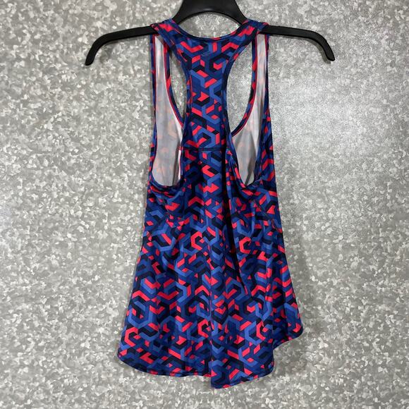Athleta Blue & Red Geometric Print Racerback Tank Top - Size Small - Scoop Neck - Picture 7 of 7